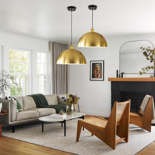 Large Brushed Gold Pendant Light