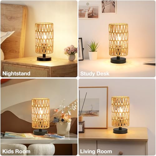 Table Lamps Rattan Rope Shade