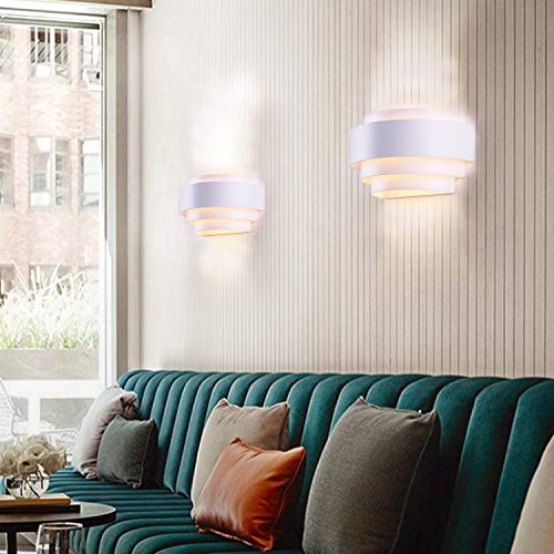 Modern Wall Sconce Set of 2 Indoor Wall Light Fixture Half Moon Metal Wall Lamp White for Stair Hallway Home Theatre Bedroom (2 Count)