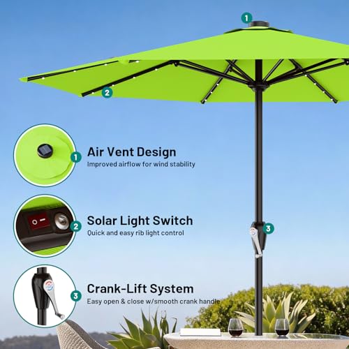 12FT Large Patio Umbrella with Solar Lights