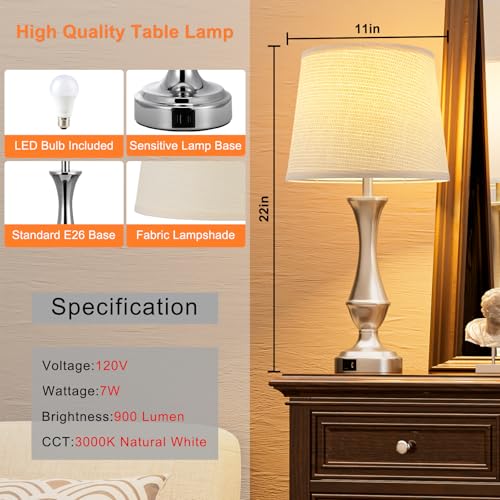 Touch Lamps for Nightstand (2 Count)