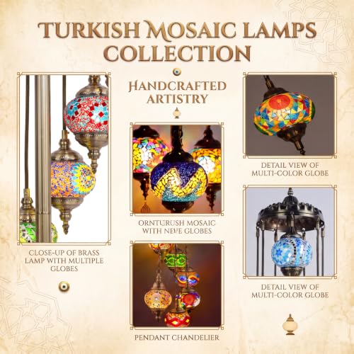 Turkish Floor Lamp Moroccan Lamp 5 Globes Style