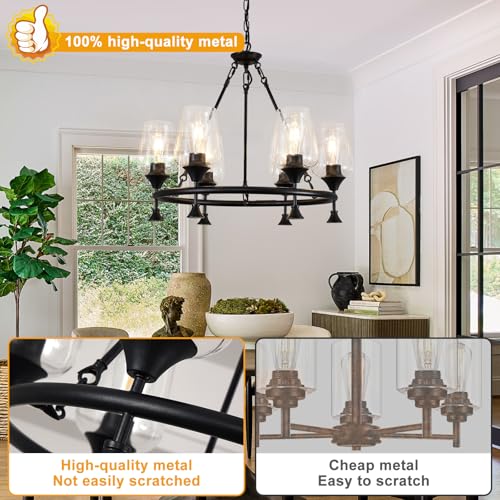 25" Modern Black Chandelier for Dining Room