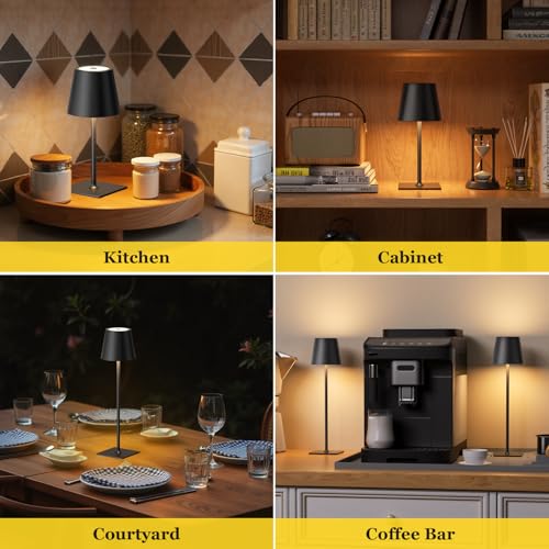 Cordless Rechargeable Table Lamp Black 5000mAh Battery Operated Lamps (4 Count)