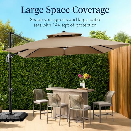 12x12ft LED Cantilever Patio Umbrella w