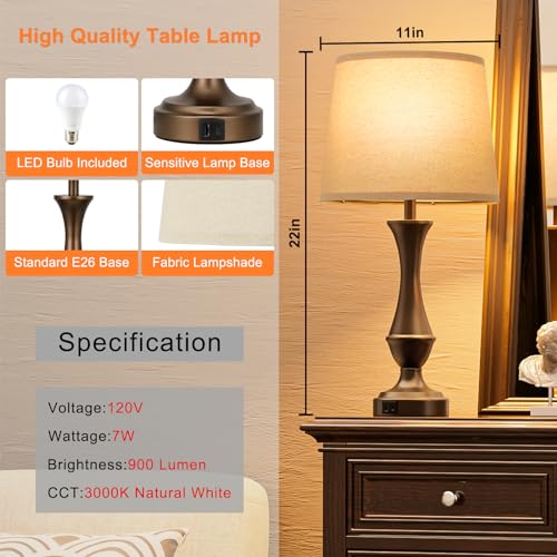 Touch Lamps for Nightstand (2 Count)