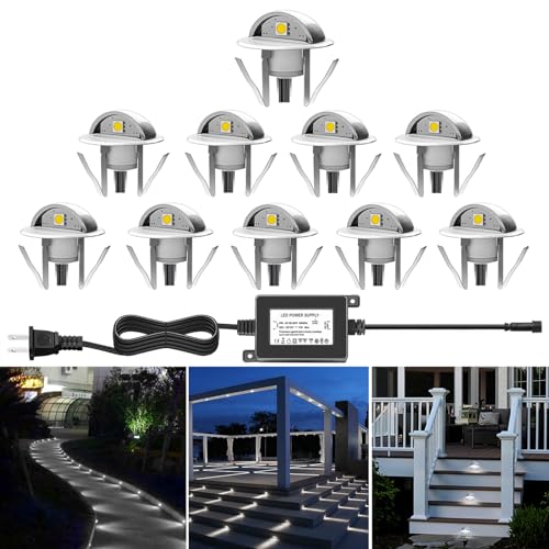 10 Pack LED Stair Lights Kit Low Voltage Deck Lights Waterproof IP65 Outdoor 1 (10 Count)