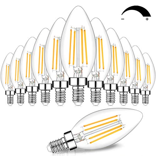 12 Pack Dimmable E12 LED Candelabra Bulbs 60W Equivalent (12 Count)