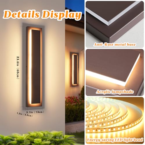 24 in Brown Long Outdoor LED Wall Lights