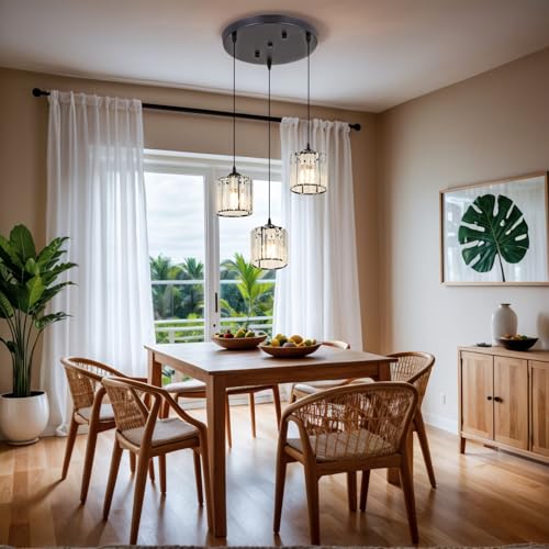 Crystal Pendant Lights Black 3 Light Cluster Ceiling