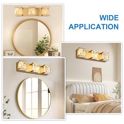Brass LED Vanity Lights Over Mirror 3 Lights
