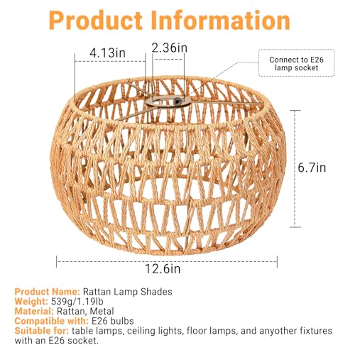 Hanging Light Lamp Shades Boho Rattan Lamp Shades