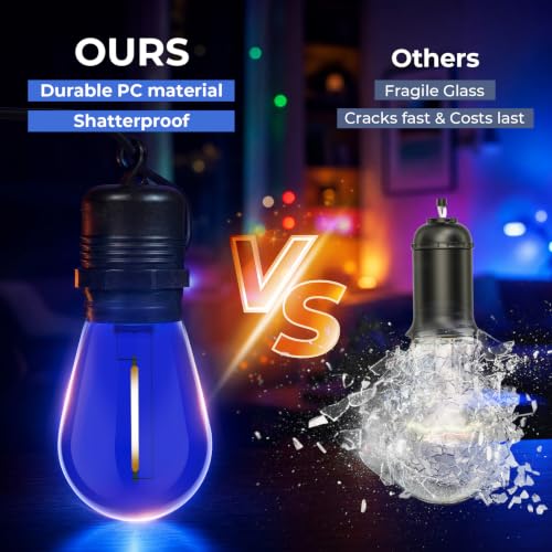 S14 Colored LED Outdoor String Bulbs for Christmas (24 Count)