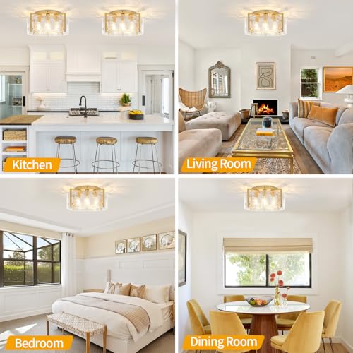 Modern Gold Semi Flush Mount Ceiling Light 4 Lights Ceiling Lamp