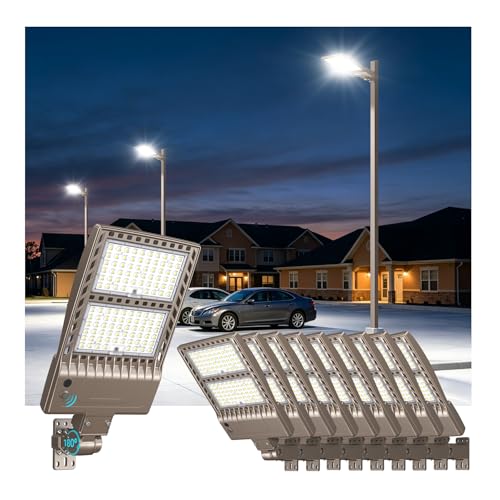 10Pack 320W LED Parking Lot Light with Photocell Arm&Slip Fitter 2in1 Mount