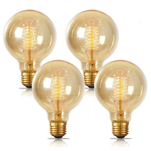 4 Pack Edison Light Bulbs 60 Watt Dimmable G80 Vintage Warm Bulbs (4 Count)