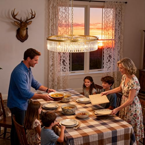Brushed Copper Crystal Chandeliers Modern Contemporary Ceiling Lights Fixtures Pendant Lighting for Dining Room Living Room Chandelier D33.5 8 Lights