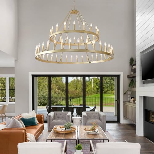 60 Inch Gold Wagon Wheel Chandelier 2