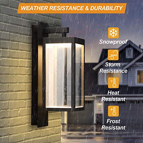2 Pack Outdoor Wall Light Fixtures Black Modern Exterior Porch Light for House