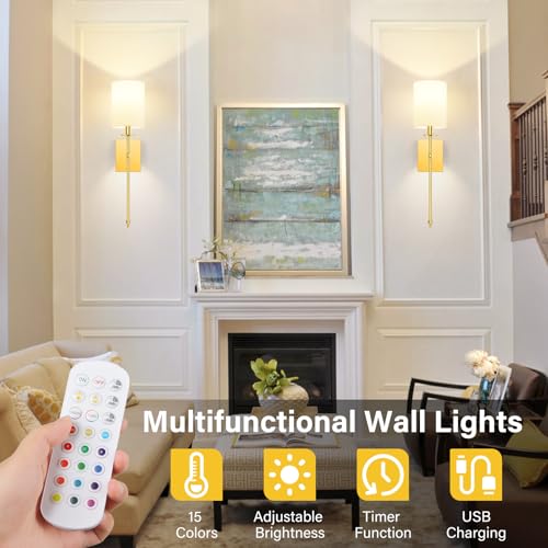 Battery Operated Wall Sconces Set of 2 (2 Count)