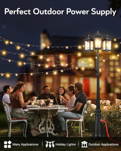 3 Head Lamp Posts Outdoor Lighting with Outlet