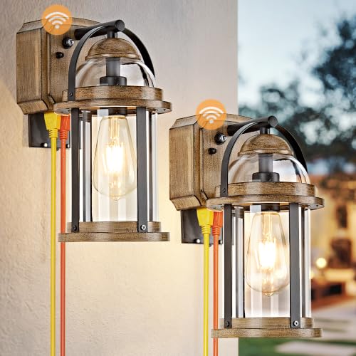 Dusk to Dawn Outdoor Wall Lights with GFCI Outlet
