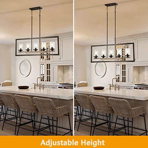 Farmhouse 5 Light Dining Room Pendant Light Fixture with Clear Glass Shades