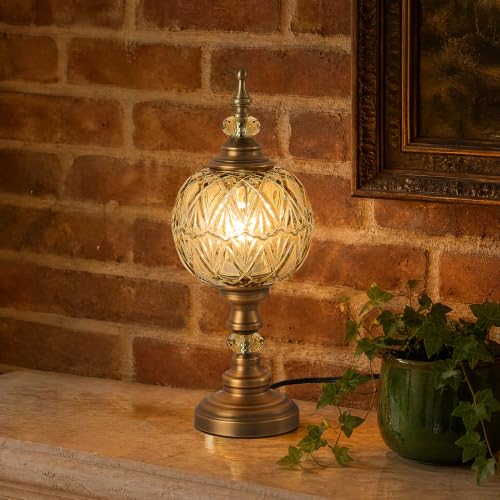 Vintage Amber Table Lamp Fixtures with E26 Bulb