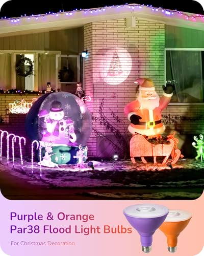 Halloween PAR38 LED Flood Purple&Orange Light Bulbs Dimmable 4Pack (4 Count)
