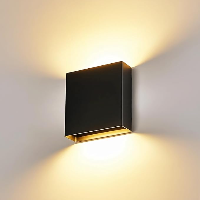 Indoor Outdoor Wall Light, 5%-100% Dimmable, 5 Color Temperature Selectable (2700K-5000K), Modern Wall Sconce for Living Room Porch, IP65 Waterproof, 120V, CRI90+, ETL FCC Certified - Aura Lighting