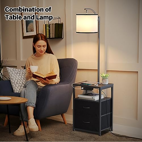 Floor Standing Lamp with Table & 2 Drawers