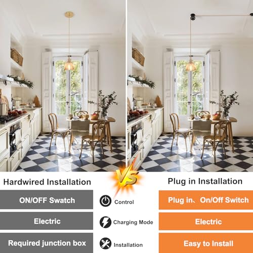 Plug in Pendant Light Hanging Light Fixture Corded On