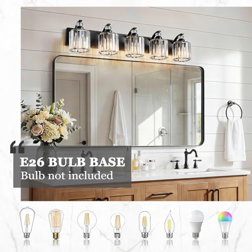 5 Light Black Bathroom Light Fixture Modern Vanity Lights Over Mirror Vintage Wall Sconce Lighting for Bathroom