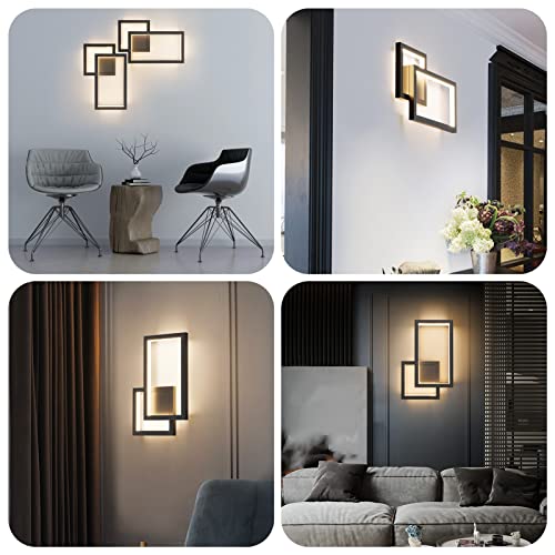 2 Pack Modern Indoor Wall Sconce 20W Aluminum Up and Down LED Modern Black Wall Sconce for Indoor Living Room Bedroom Hallway (2 Count)