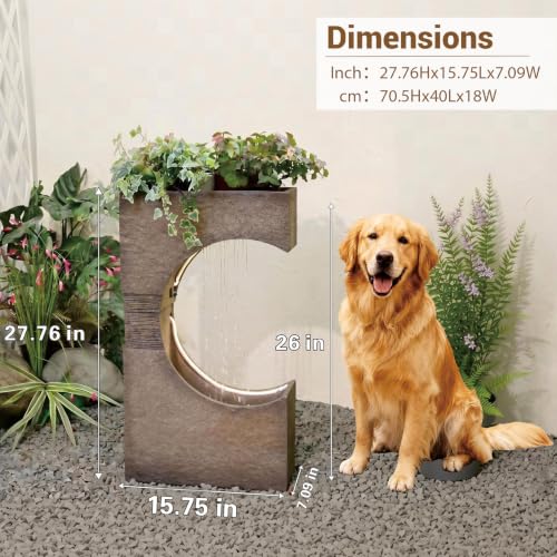 28H Modern Outdoor Water Fountain with LED Light