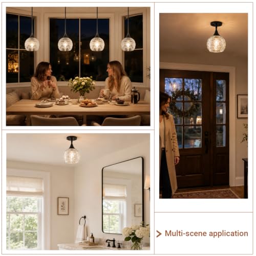 DSMJFU Black Pendant Light Set of 2 with Clear Glass for Kitchen Island (2 Count)