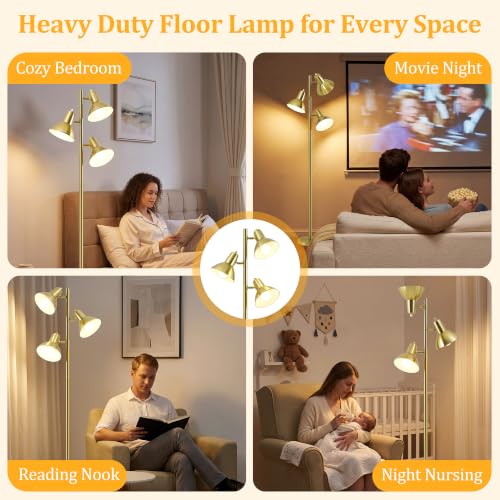 3 Light Floor Lamps for Living Room (Gold)