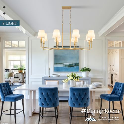 8 Light Candelabra Chandelier Dining Room Gold Linen Chandeliers 38in