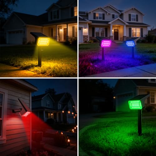 Color Changing Solar Spot Lights Outdoor 4 Pack (4 Count)