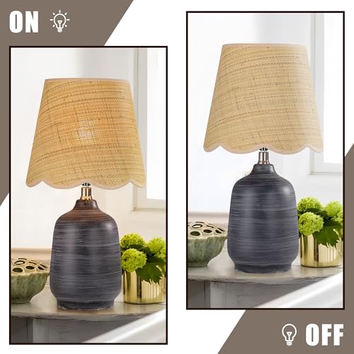 Set of 2 19" Modern Ceramic Table Lamp for Living Room Cream Base Desk Lamps for Bedroom Farmhouse Bedside Nightstand Lamp End Table Lamps (2 Count)