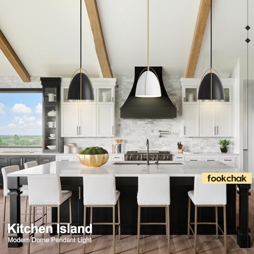 Black Dome Pendant Light 10in Kitchen Island Pendant Lighting Modern Black & Gold Ceiling Pendant Light Fixture for Kitchen Sink Dining Room