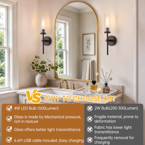 Battery Operated Wall Sconces Set of 2 (2 Count)