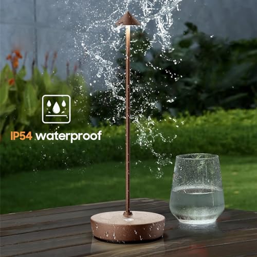 Set of 2 Cordless Rechargeable Led Table Lamp Battery Operated Light Rust (2 Count)
