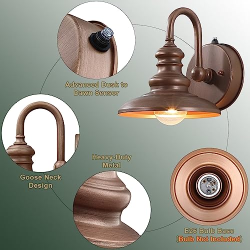 Dusk to Dawn Sensor Rustic Outdoor Gooseneck Barn Light Fixture