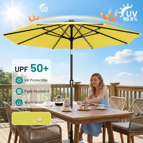 9FT Patio Umbrella with Solar Lights