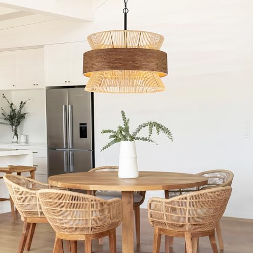5 Lights Boho Rattan Chandelier