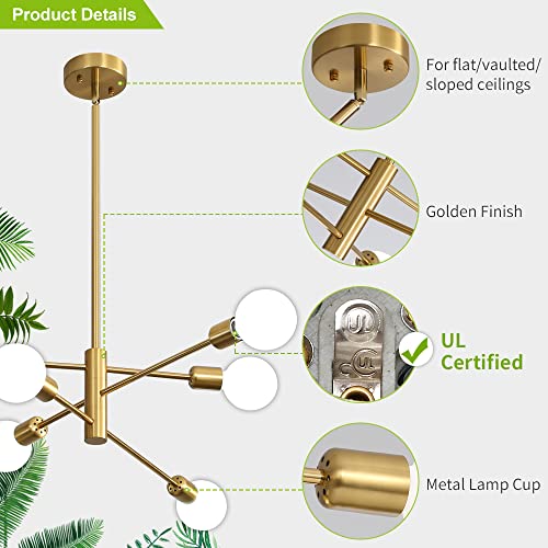 Chandeliers for Dining Room Gold 6Light Modern Kitchen Chandelier