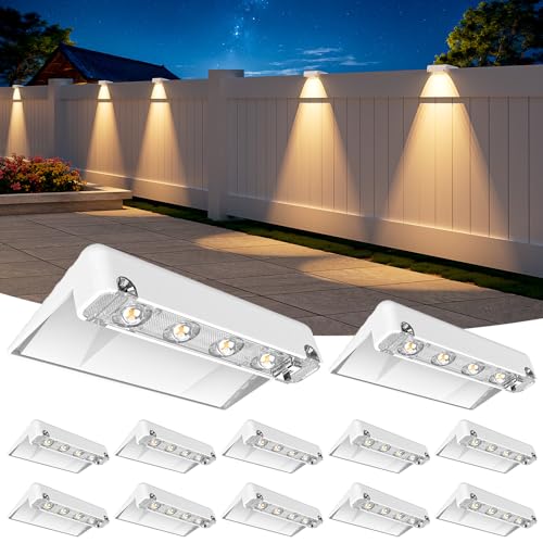 Solar Fence Lights Outdoor 12 Pack (12 Count)