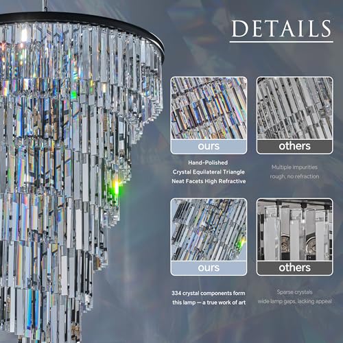 36 Inch Gold Crystal Tube Spiral Chandelier