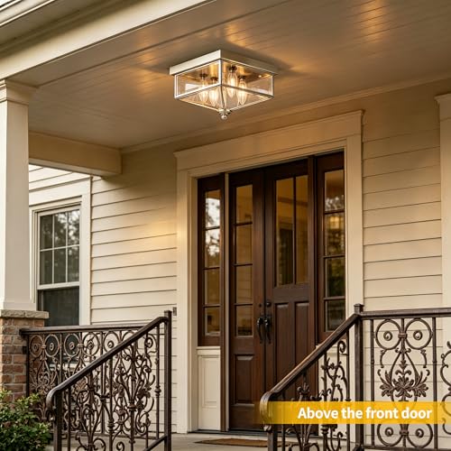 Farmhouse Style Square Flush Mount Ceiling Light